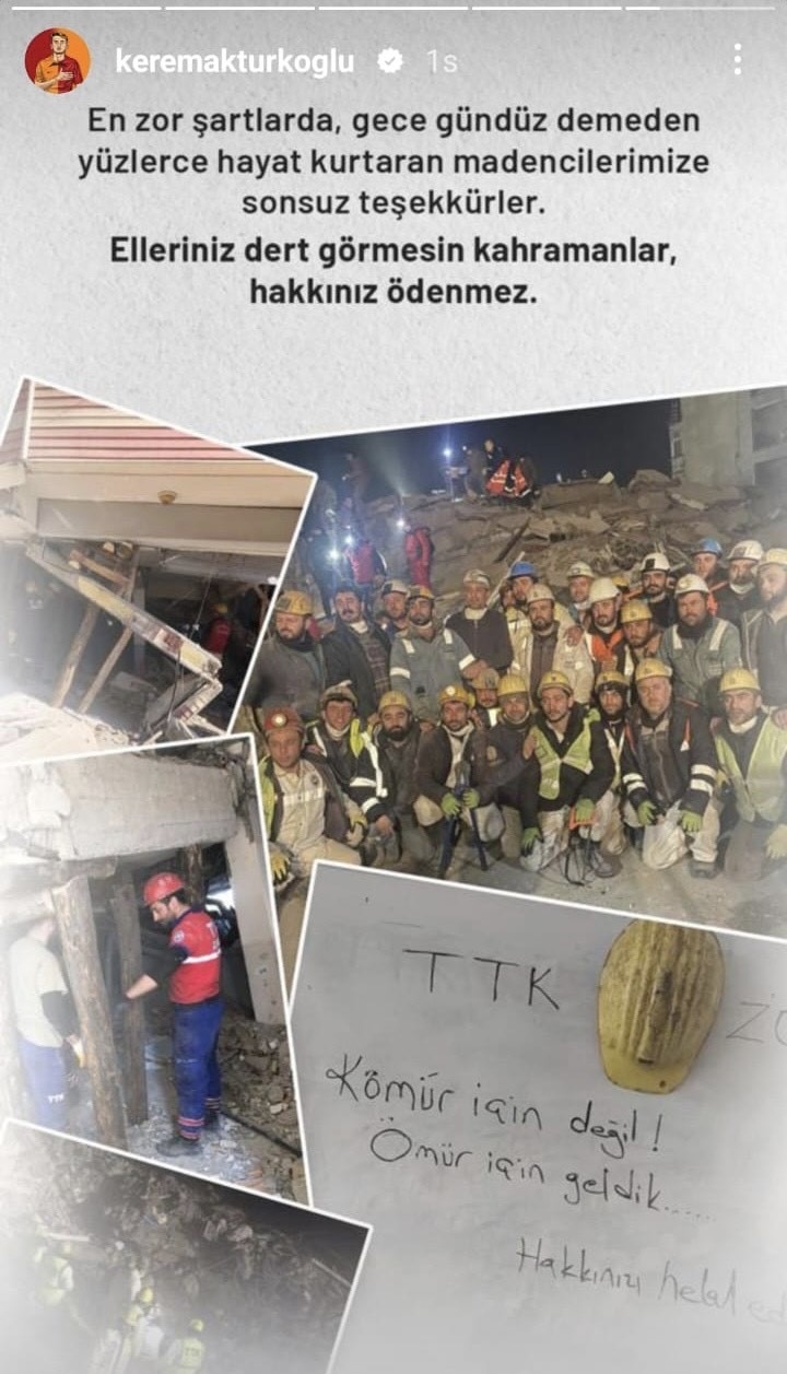 Kerem Aktürkoğlu’ndan madencilere teşekkür
