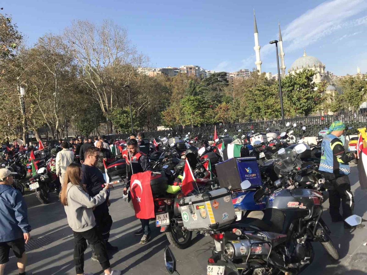 Yüzlerce motosikletli Filistin’e destek için konvoyda buluştu
