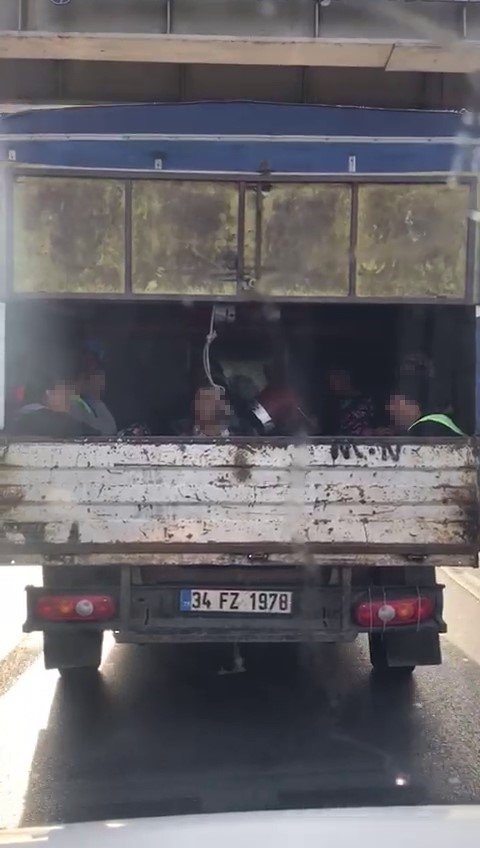 İBB işçisi kadınların kamyonet kasasında taşınması pes dedirtti: 