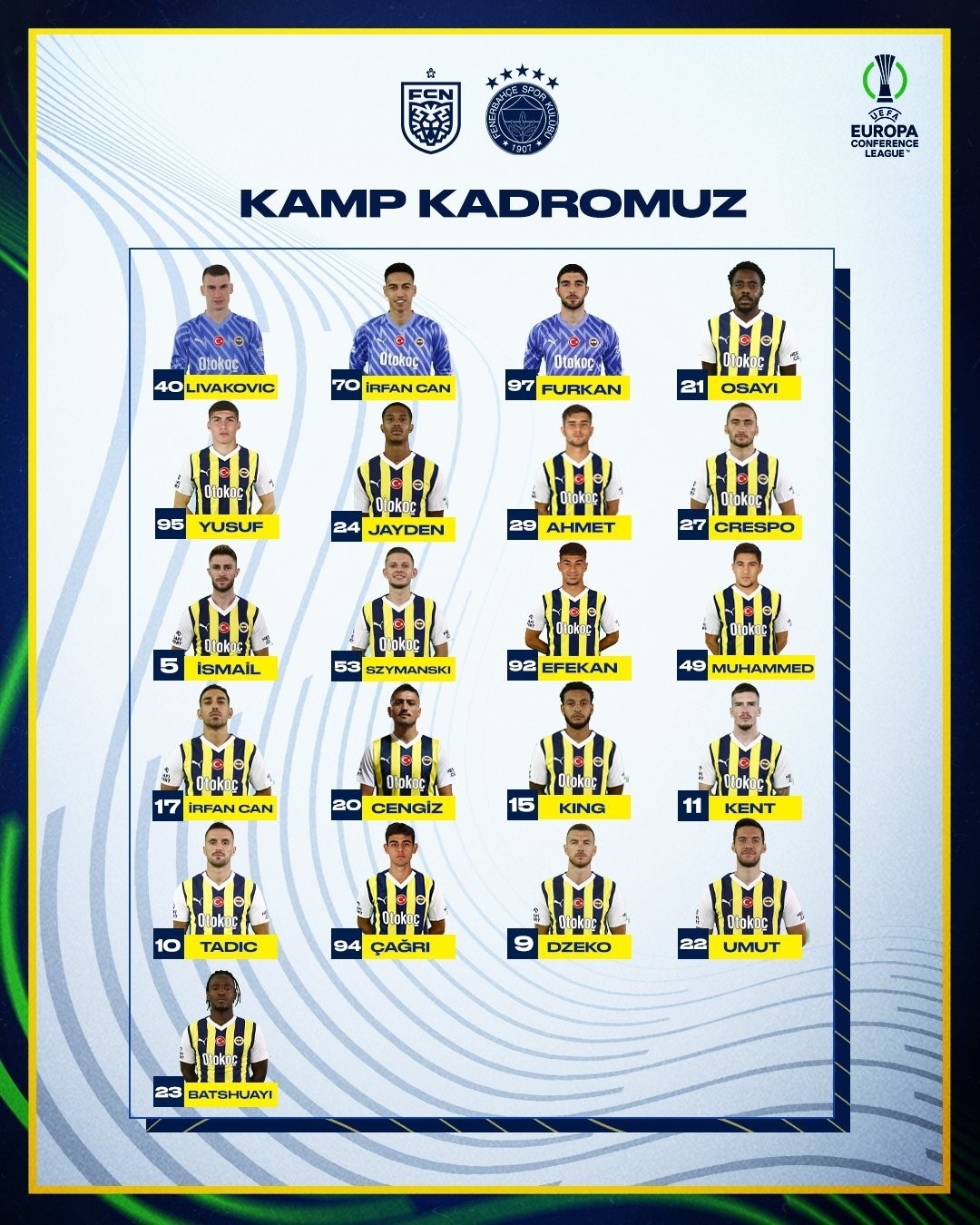Fenerbahçe’nin Nordsjaelland maçı kamp kadrosu açıklandı
