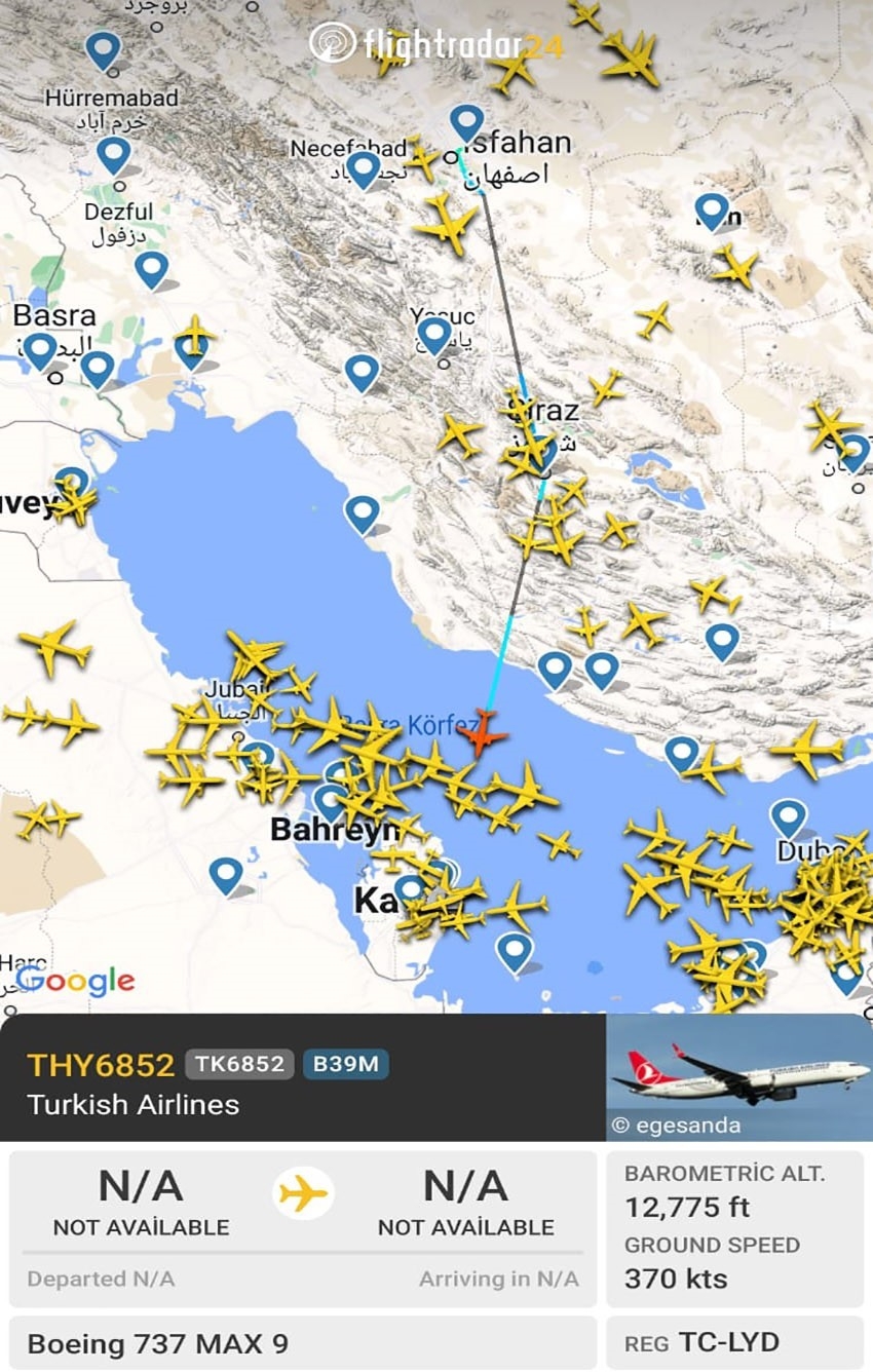 THY’nin İran’da kalan 2 Boeing 737 Max 9 uçağını Bakü ve Doha’ya yönlendirildi
