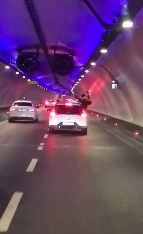 Avrasya Tüneli’nde tehlikeli yolculuk kamerada
